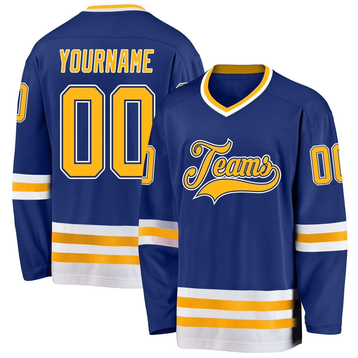 Custom Royal Gold-White Hockey Jersey photo 1