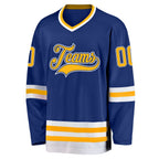 Custom Royal Gold-White Hockey Jersey photo 2