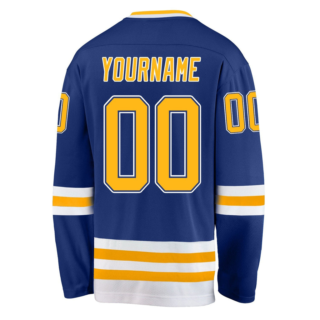 Custom Royal Gold-White Hockey Jersey photo 3