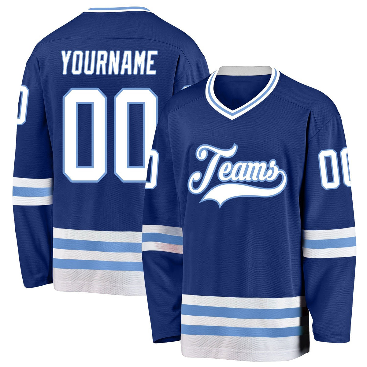 Custom Royal White-Light Blue Hockey Jersey photo 1