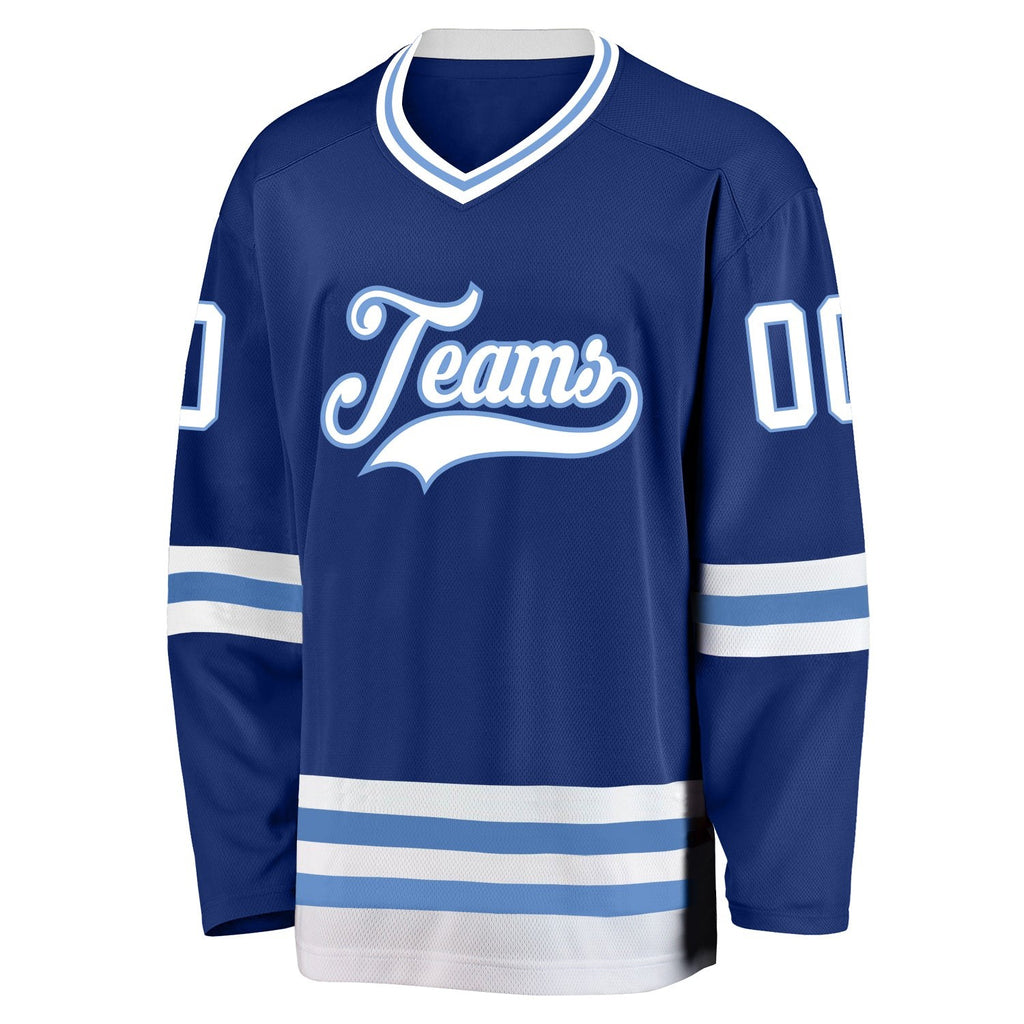 Custom Royal White-Light Blue Hockey Jersey photo 2