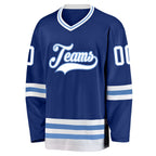 Custom Royal White-Light Blue Hockey Jersey photo 2