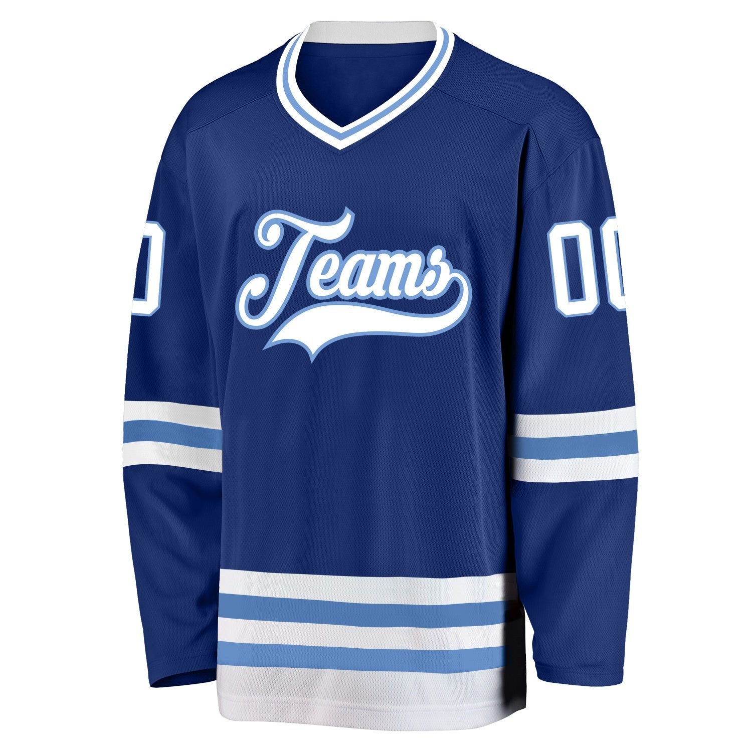 Custom Royal White-Light Blue Hockey Jersey photo 2