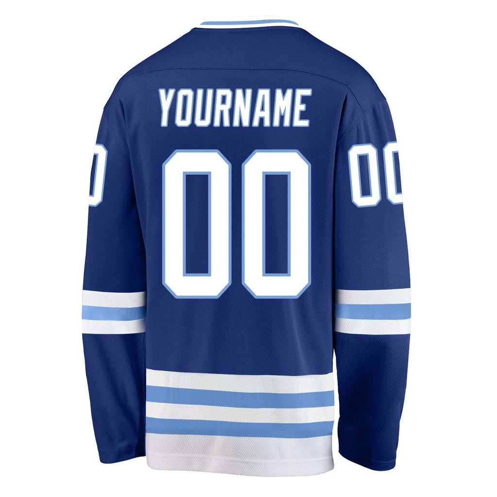 Custom Royal White-Light Blue Hockey Jersey photo 3