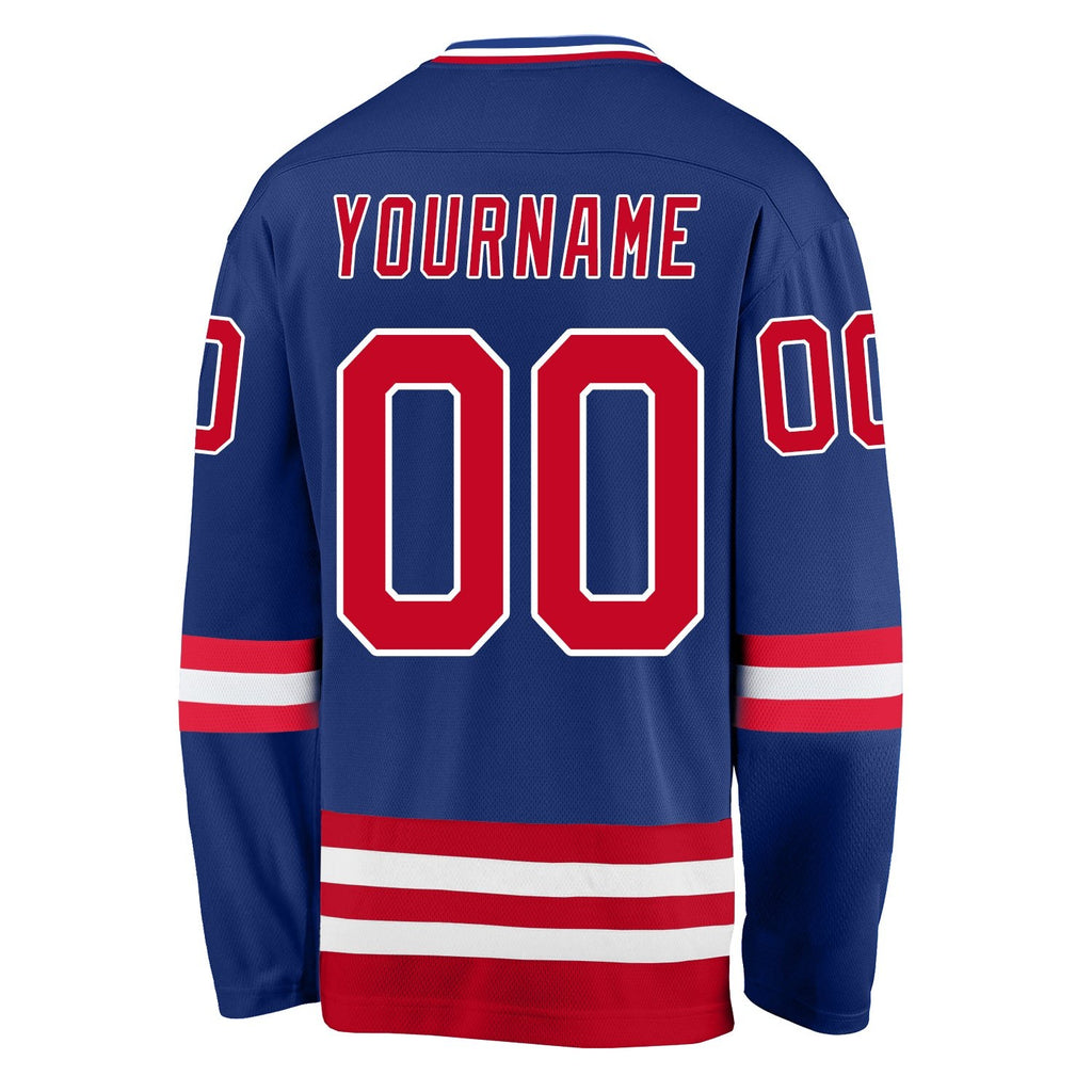 Custom Royal Red-White Hockey Jersey photo 3
