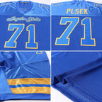 Custom Royal Royal-Gold Mesh Authentic Football Jersey photo 4