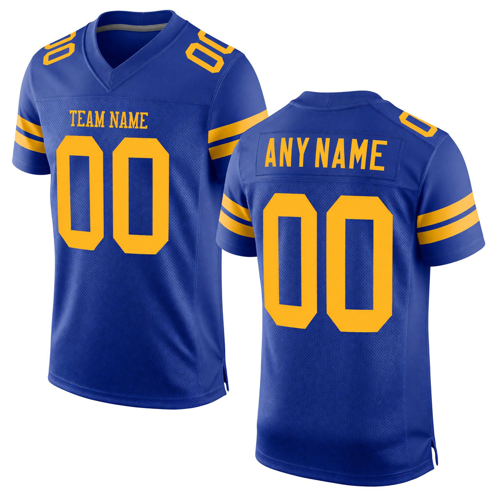 Custom Royal Gold Mesh Authentic Football Jersey