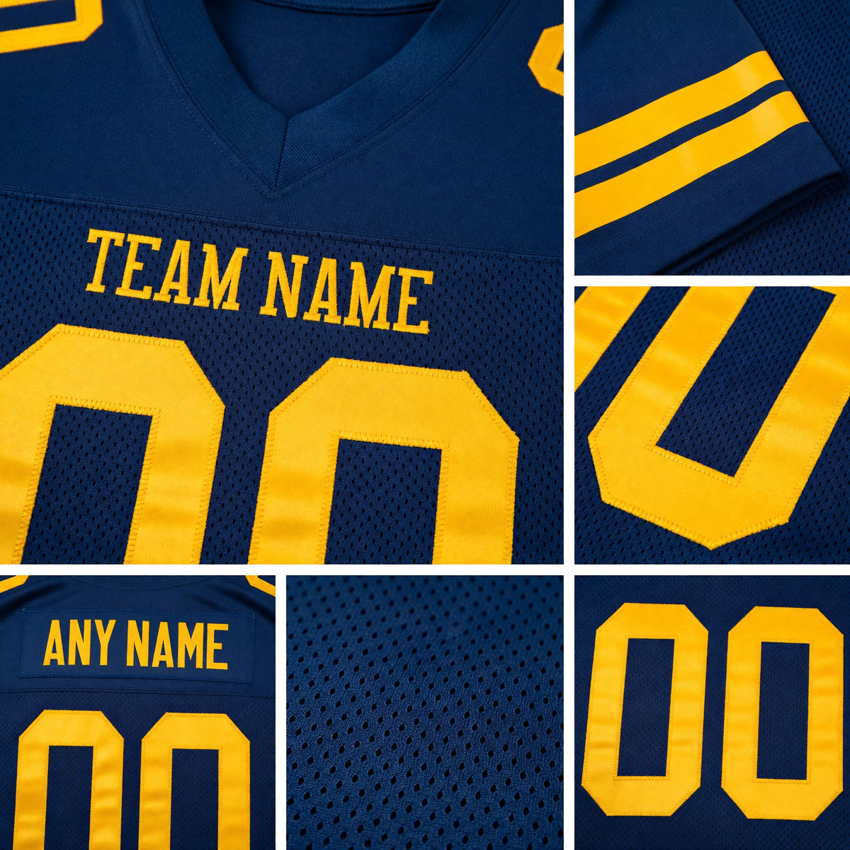 Custom Royal Gold Mesh Authentic Football Jersey detail