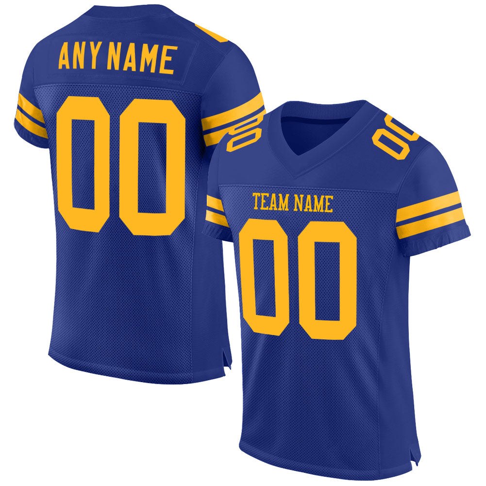 Custom Royal Gold Mesh Authentic Football Jersey photo 1