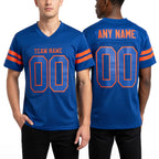 Custom Royal Royal-Orange Mesh Authentic Football Jersey worn front and back