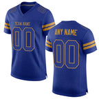 Custom Royal Royal-Old Gold Mesh Authentic Football Jersey