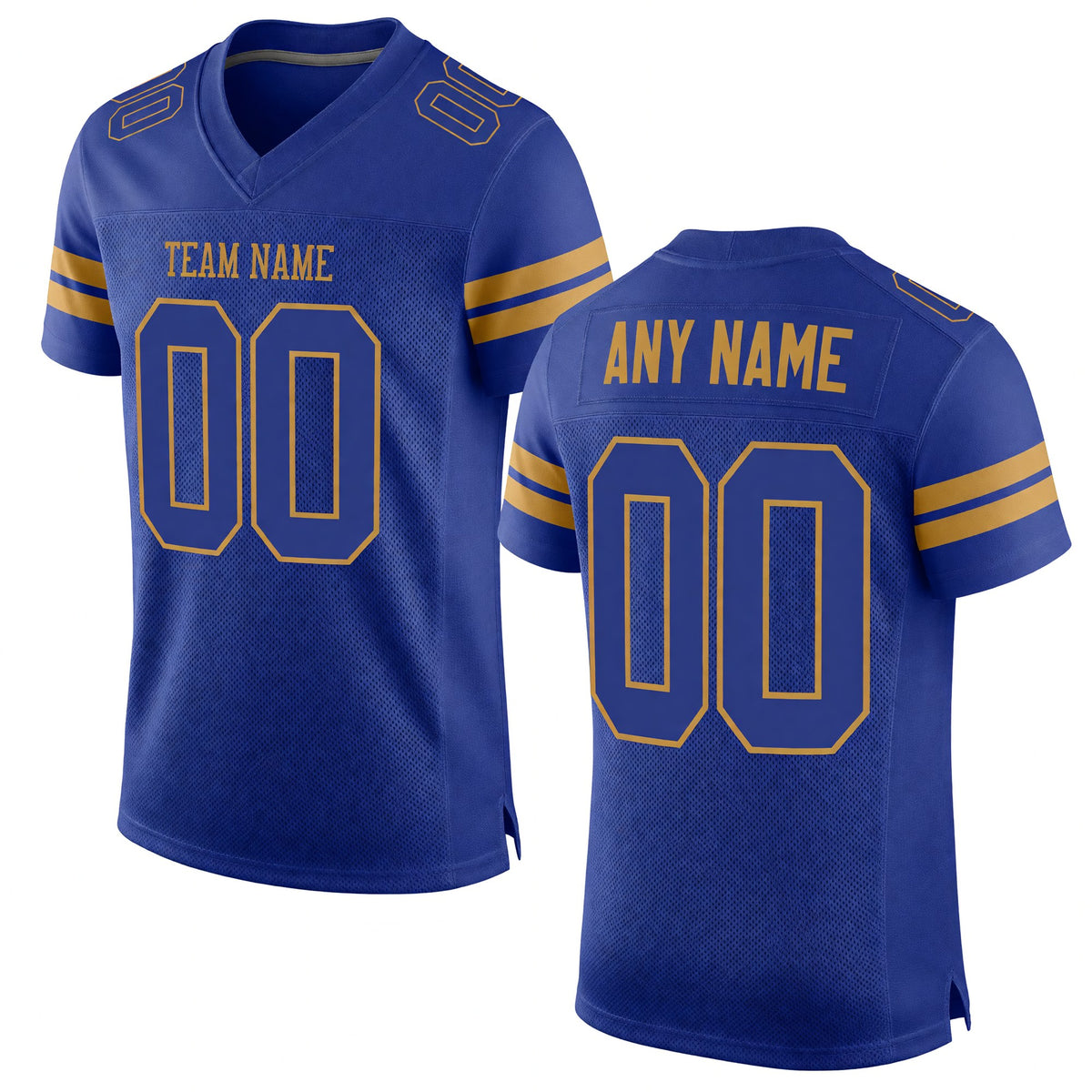 Custom Royal Royal-Old Gold Mesh Authentic Football Jersey