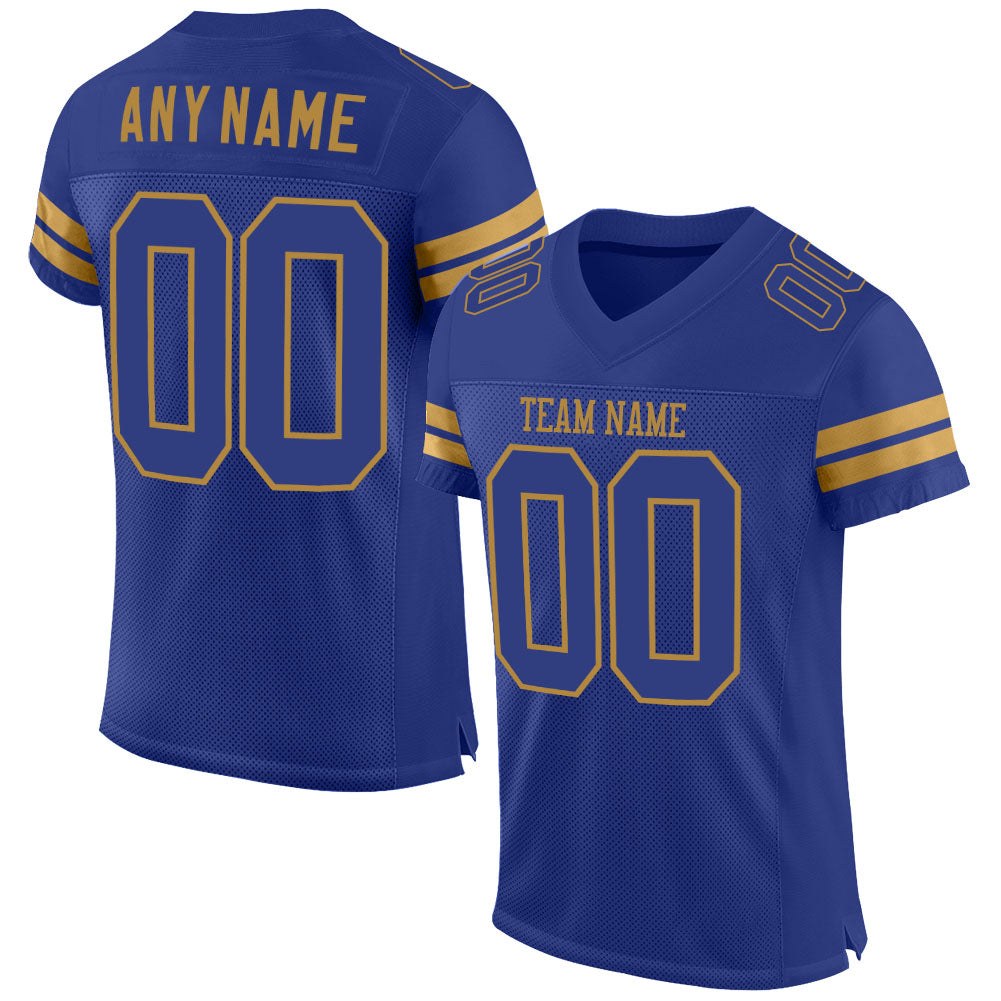 Custom Royal Royal-Old Gold Mesh Authentic Football Jersey photo 1