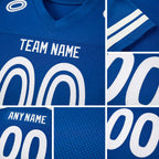 Custom Royal White Mesh Authentic Football Jersey detail