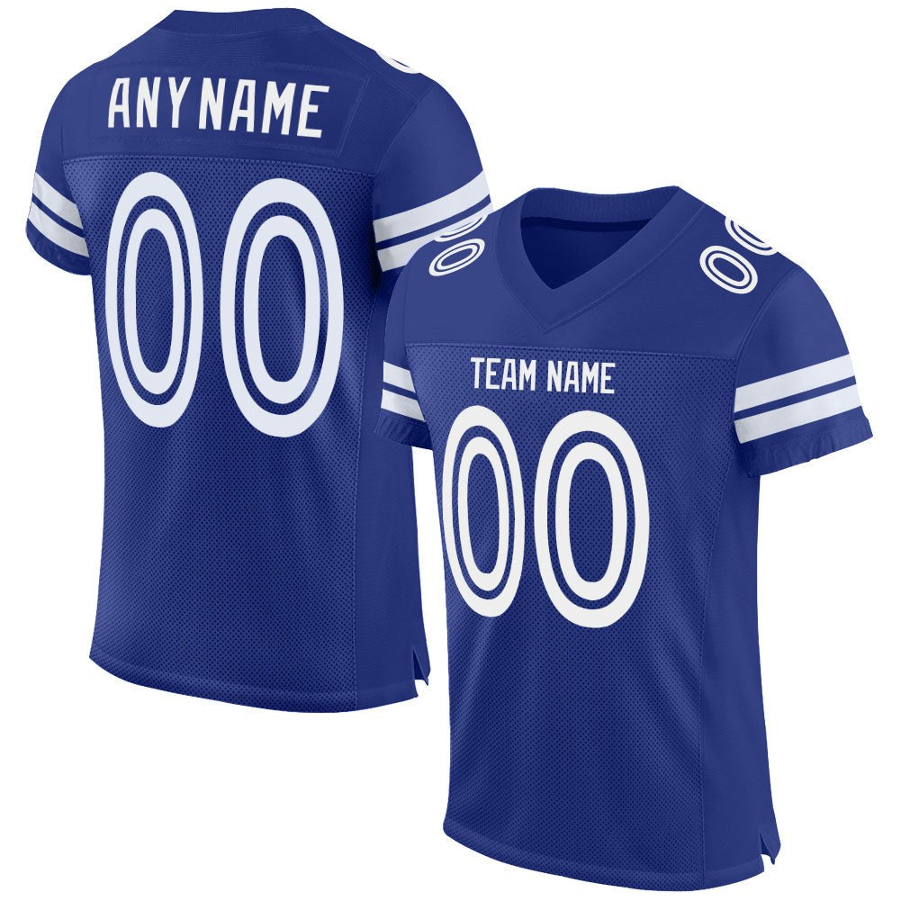 Custom Royal White Mesh Authentic Football Jersey photo 1