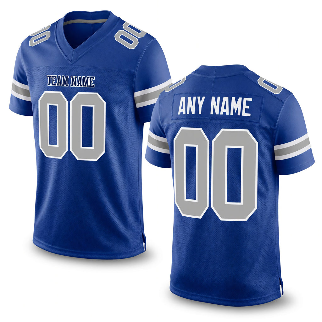 Custom Royal Gray-White Mesh Authentic Football Jersey