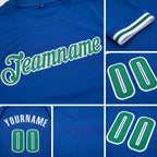 Custom Royal Kelly Green-White Performance T-Shirt detail
