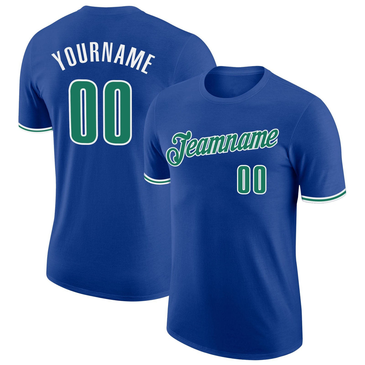 Custom Royal Kelly Green-White Performance T-Shirt photo 1