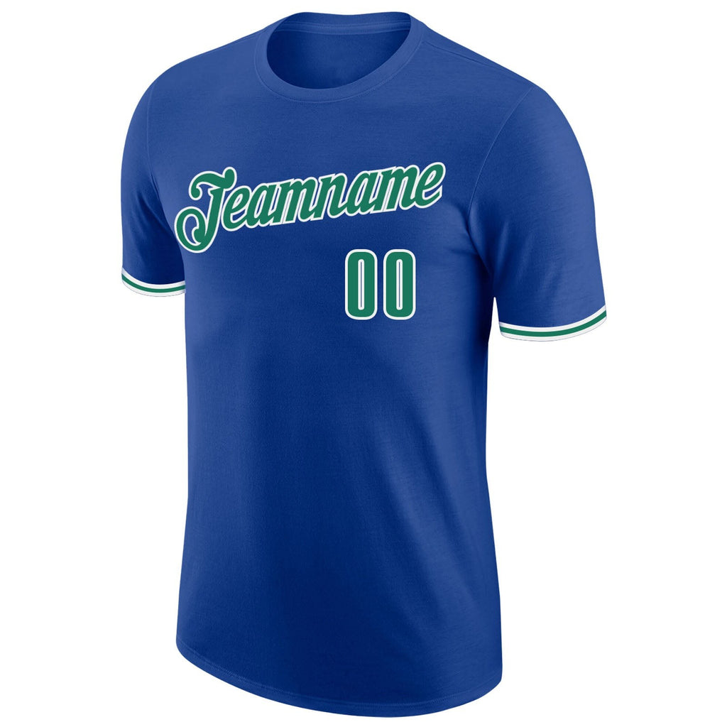 Custom Royal Kelly Green-White Performance T-Shirt photo 4