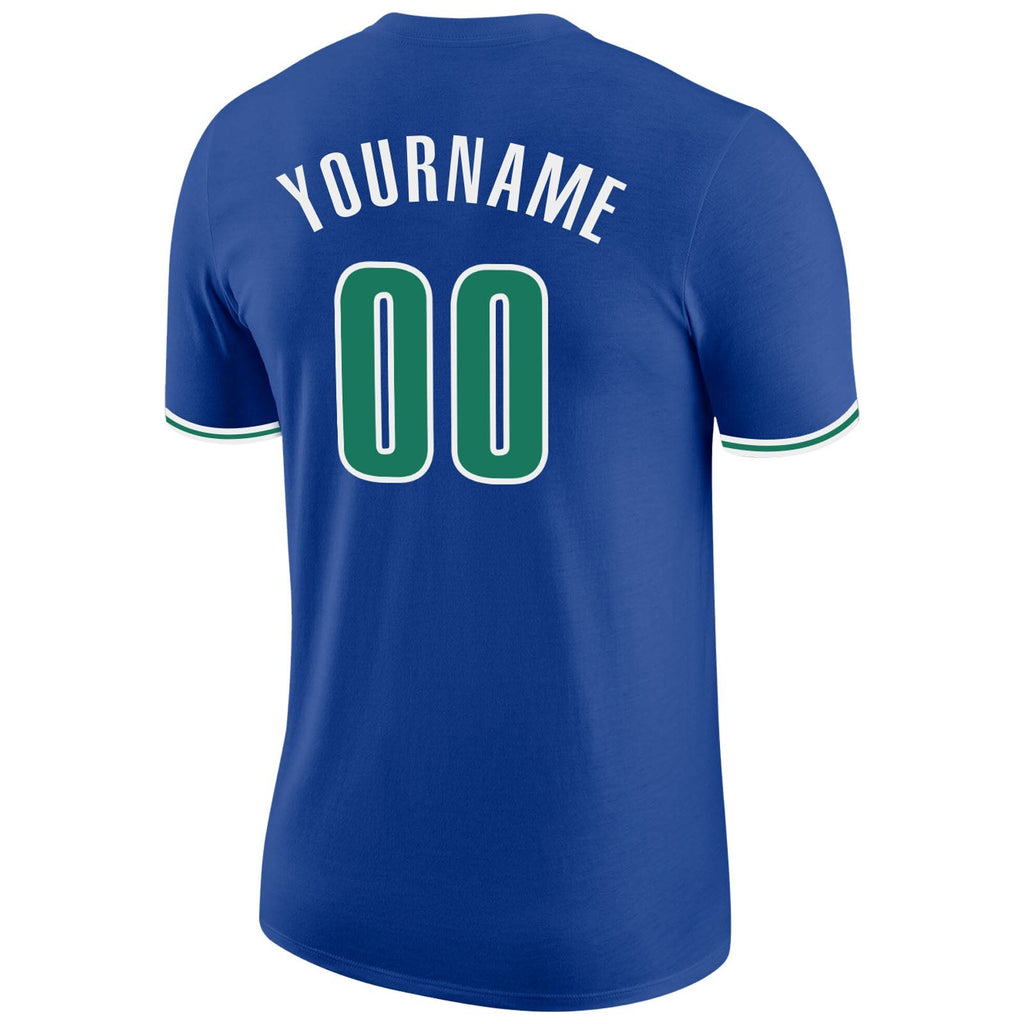 Custom Royal Kelly Green-White Performance T-Shirt photo 5