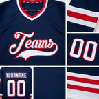 Custom Royal White-Red Hockey Jersey detail