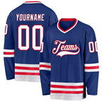 Custom Royal White-Red Hockey Jersey photo 1