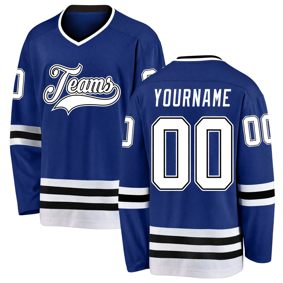 Custom Royal White-Black Hockey Jersey