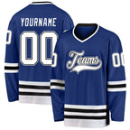 Custom Royal White-Black Hockey Jersey photo 1