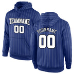 Custom Stitched Royal White Pinstripe White-Black Sports Pullover Sweatshirt Hoodie
