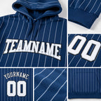 Custom Stitched Royal White Pinstripe White-Black Sports Pullover Sweatshirt Hoodie detail