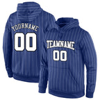 Custom Stitched Royal White Pinstripe White-Black Sports Pullover Sweatshirt Hoodie photo 1