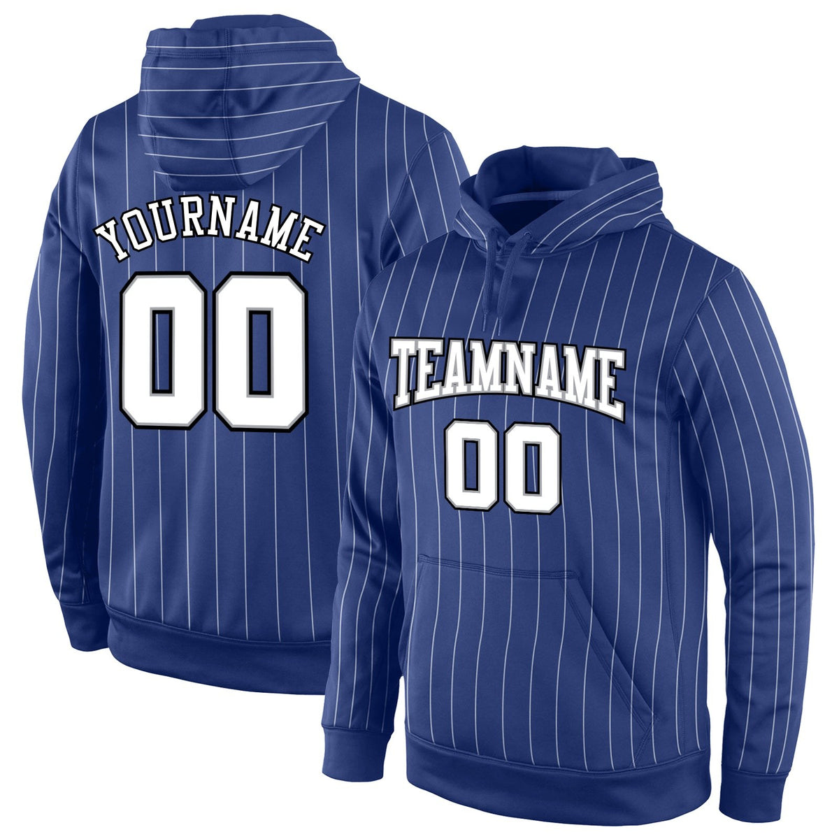 Custom Stitched Royal White Pinstripe White-Black Sports Pullover Sweatshirt Hoodie photo 1