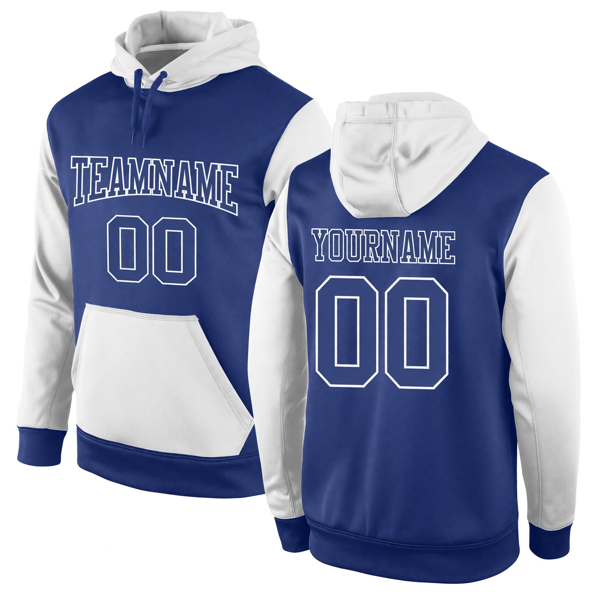 Custom Stitched Royal Royal-White Sports Pullover Sweatshirt Hoodie