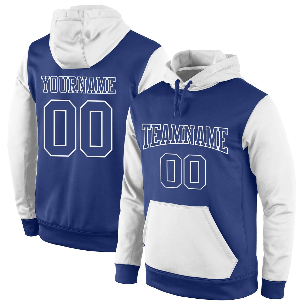 Custom Stitched Royal Royal-White Sports Pullover Sweatshirt Hoodie photo 1