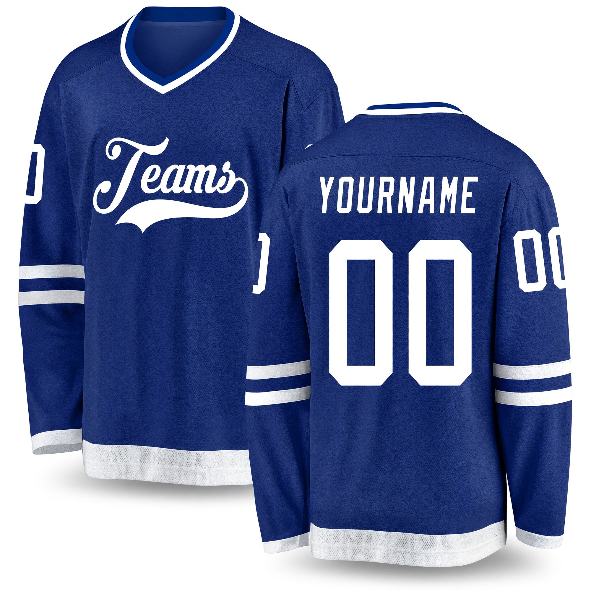 Custom Royal White Hockey Jersey