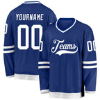 Custom Royal White Hockey Jersey photo 1