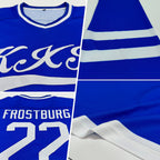 Custom Royal White Hockey Jersey photo 2
