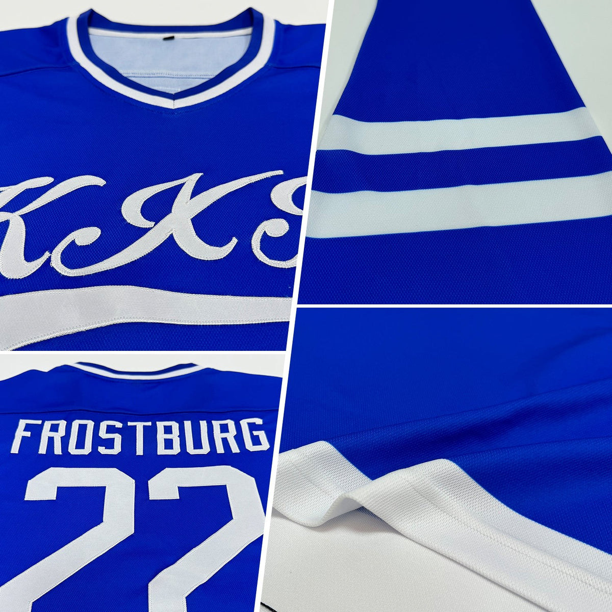 Custom Royal White Hockey Jersey photo 2
