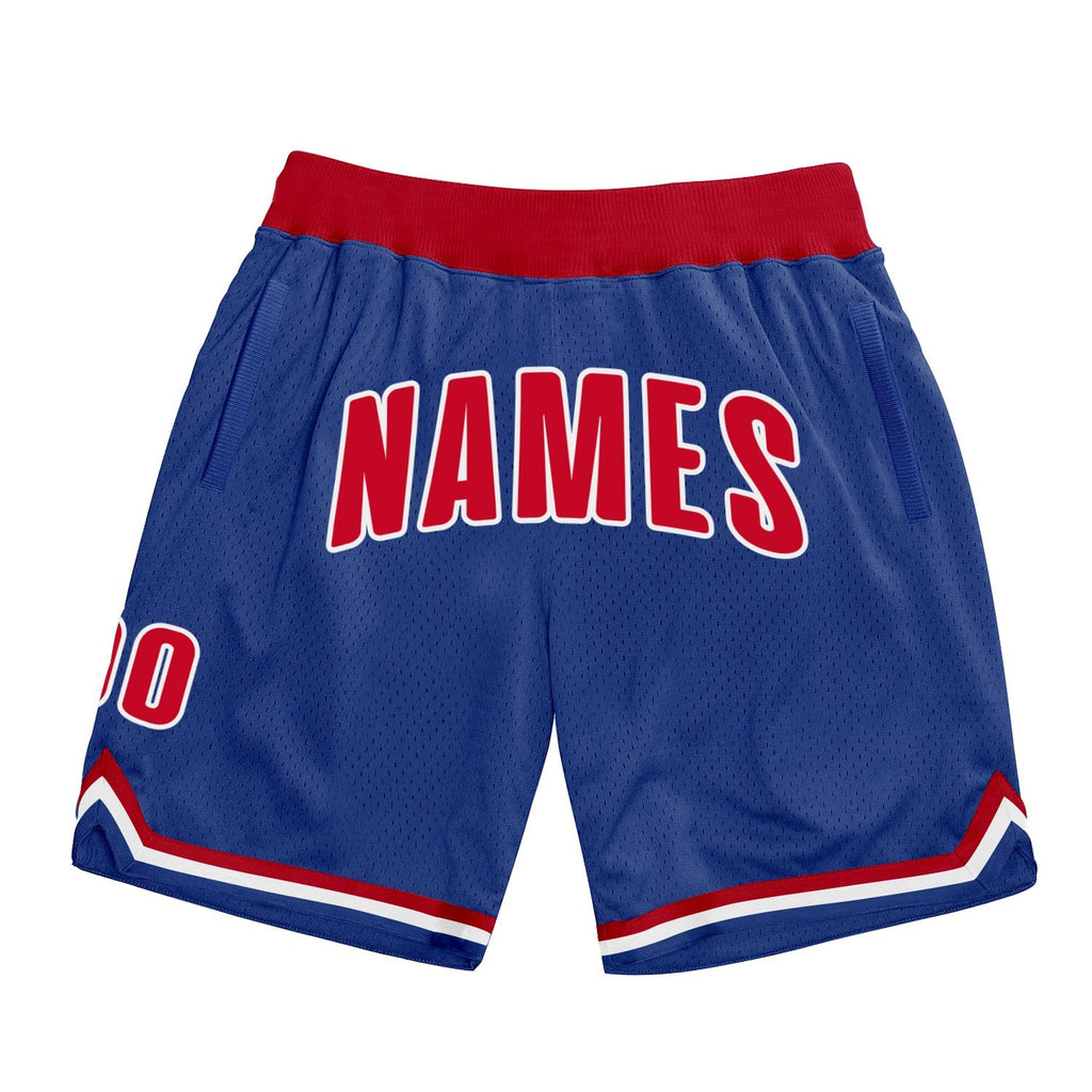 Custom Royal Red-White Authentic Throwback Basketball Shorts photo 1