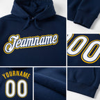 Custom Stitched Royal White-Gold Sports Pullover Sweatshirt Hoodie detail