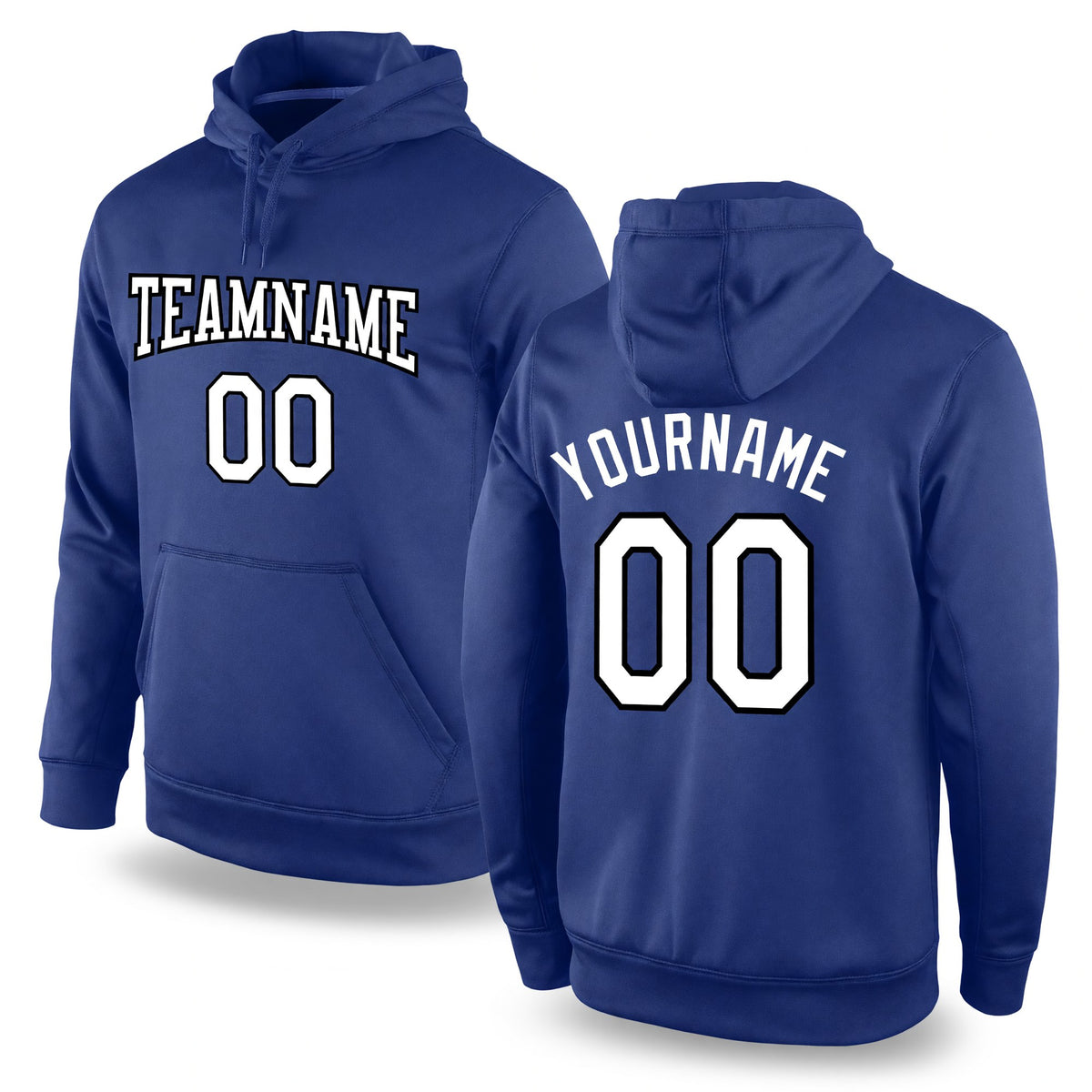 Custom Stitched Royal White-Black Sports Pullover Sweatshirt Hoodie