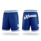 Custom Royal White Pinstripe White-Light Blue Authentic Basketball Shorts