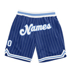 Custom Royal White Pinstripe White-Light Blue Authentic Basketball Shorts photo 1