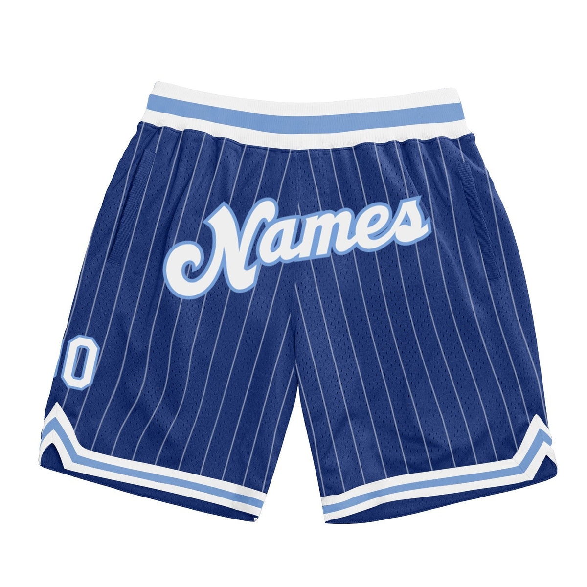 Custom Royal White Pinstripe White-Light Blue Authentic Basketball Shorts photo 1