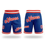 Custom Royal White Pinstripe Orange-White Authentic Basketball Shorts