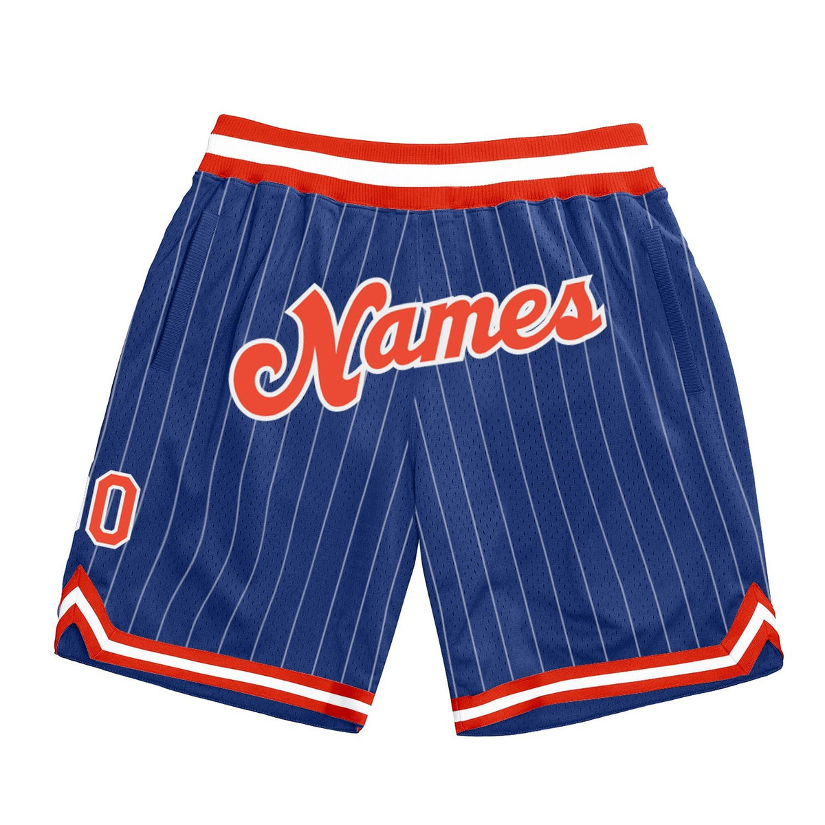 Custom Royal White Pinstripe Orange-White Authentic Basketball Shorts photo 1