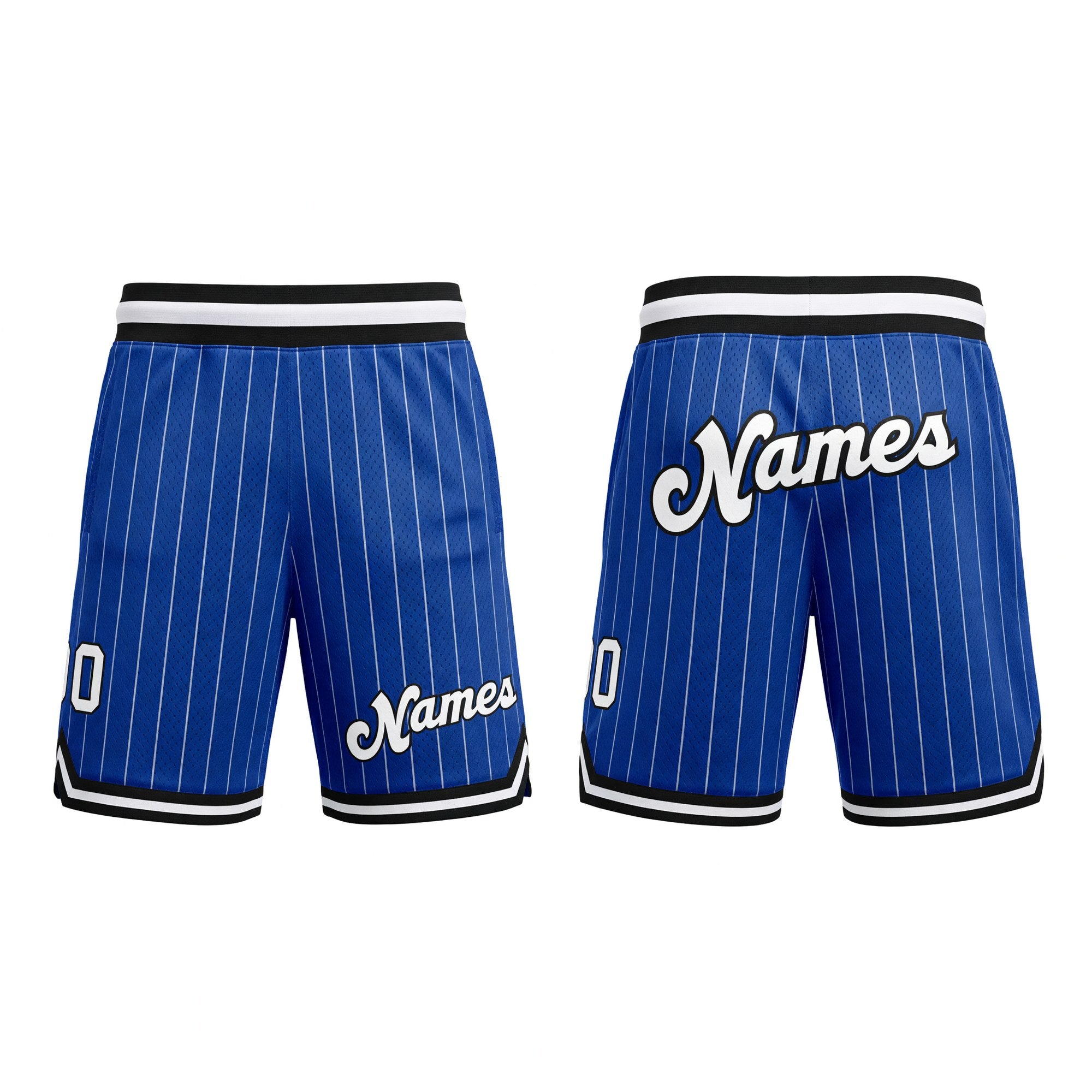 Custom Royal White Pinstripe White-Black Authentic Basketball Shorts