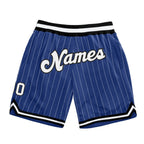 Custom Royal White Pinstripe White-Black Authentic Basketball Shorts photo 1
