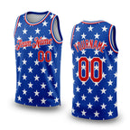 Custom Royal Red-White 3D Pattern Design American Flag Authentic Basketball Jersey