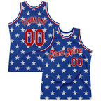 Custom Royal Red-White 3D Pattern Design American Flag Authentic Basketball Jersey photo 1